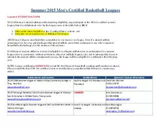 en's Certified Basketball Leagues