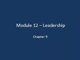 Module 12 – Leadership