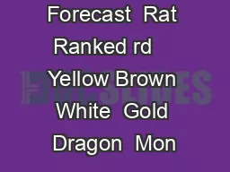 Zodiac Forecast  Rat Ranked rd    Yellow Brown White  Gold Dragon  Mon