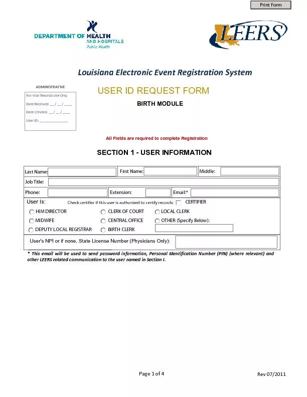 Louisiana Electronic Event Registration System