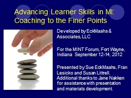 Advancing Learner Skills in MI:                 Coaching to