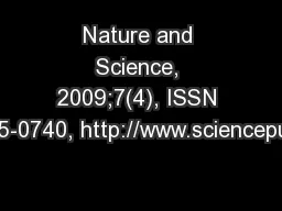 Nature and Science, 2009;7(4), ISSN 1545-0740, http://www.sciencepub.n