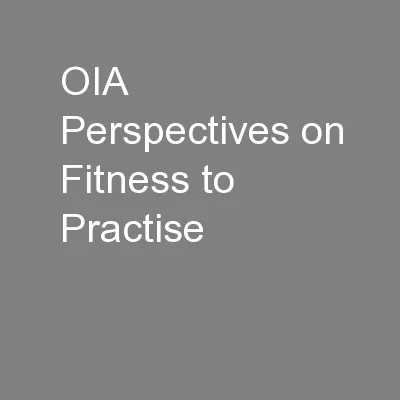 OIA Perspectives on Fitness to Practise