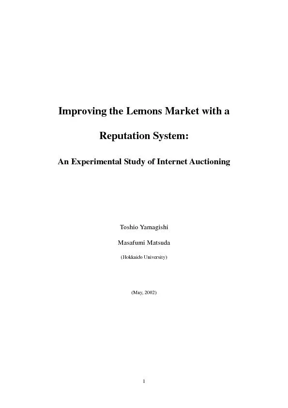 Improving the Lemons Market with a Reputation System: An Experimental