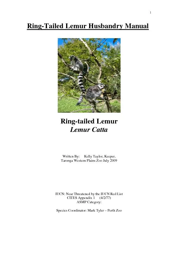 RingTailed LemurHusbandry Manual