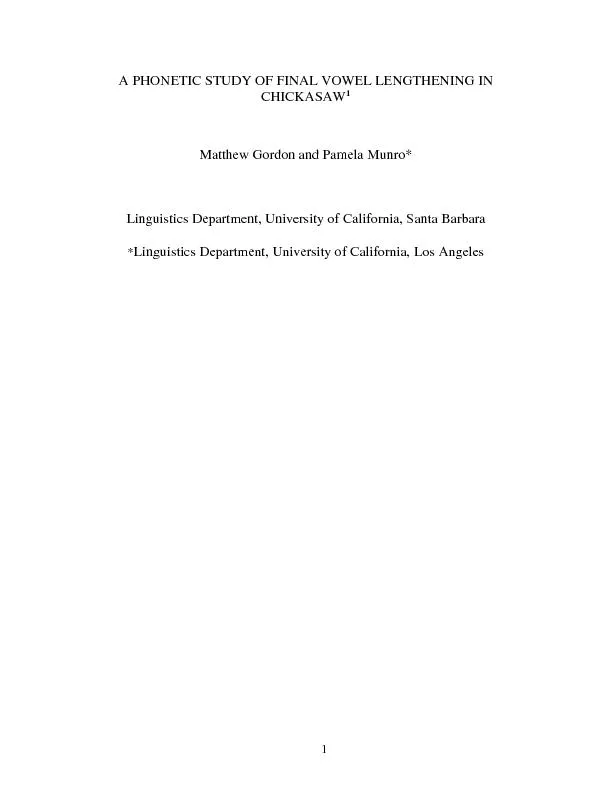 Linguistics Department, University of California, Santa Barbara  *Ling
