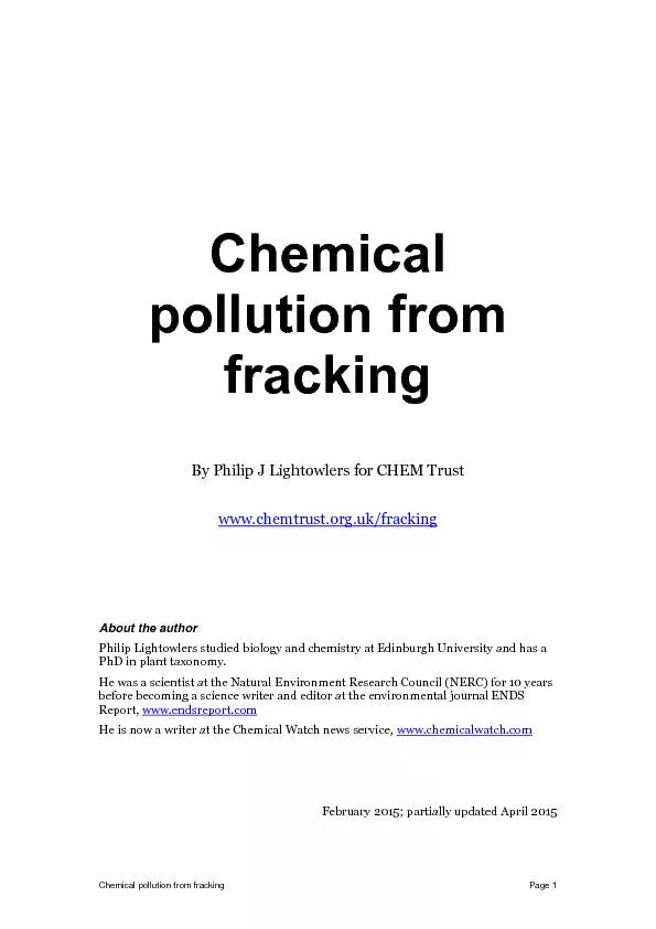 Chemical pollution from fracking