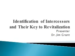 Identification of Intercessors and Their Key to Revitalizat
