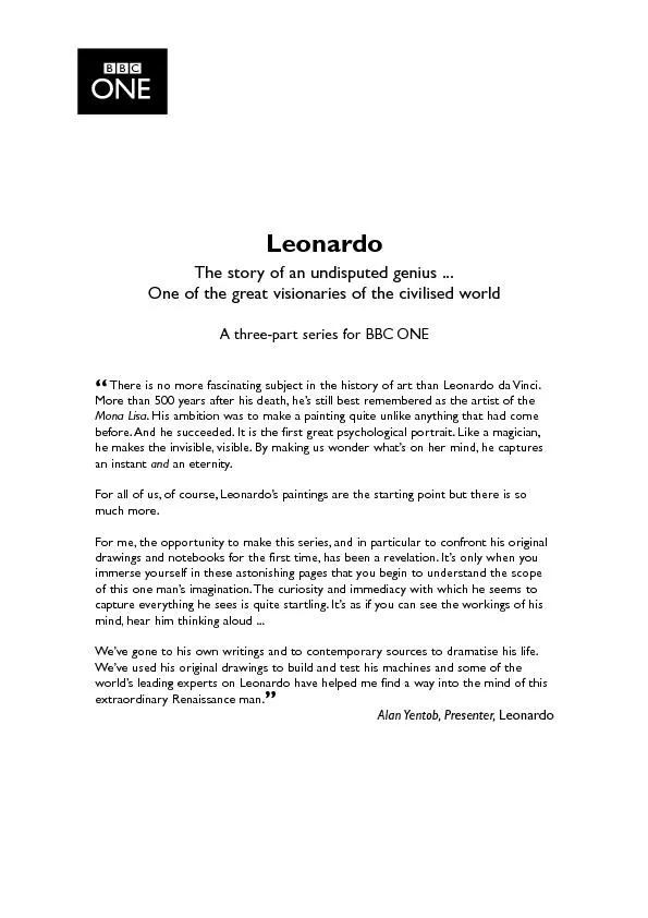 LeonardoThe story of an undisputed genius ...One of the great visionar