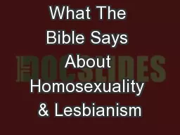 What The Bible Says About Homosexuality & Lesbianism