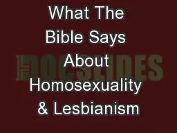 PDF-What The Bible Says About Homosexuality & Lesbianism