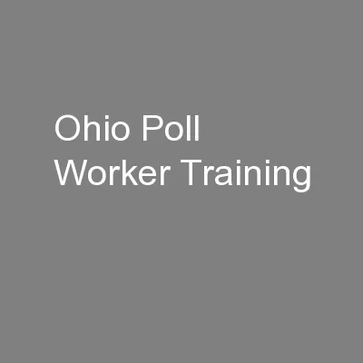 Ohio Poll Worker Training