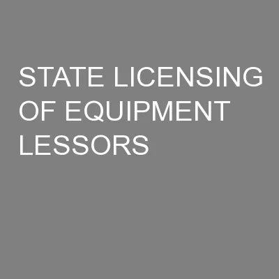 STATE LICENSING OF EQUIPMENT LESSORS