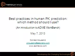 Best practices in human PK prediction: