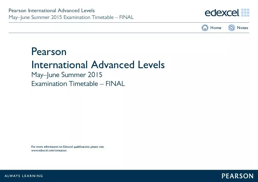 Pearson International Advanced LevelsMay–June Summer 2015 Examina