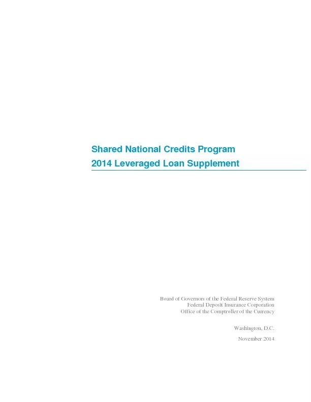 Shared National Credits Program 2014 Leveraged oanSupplement Board of