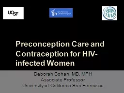 Preconception Care and Contraception for HIV-infected Women