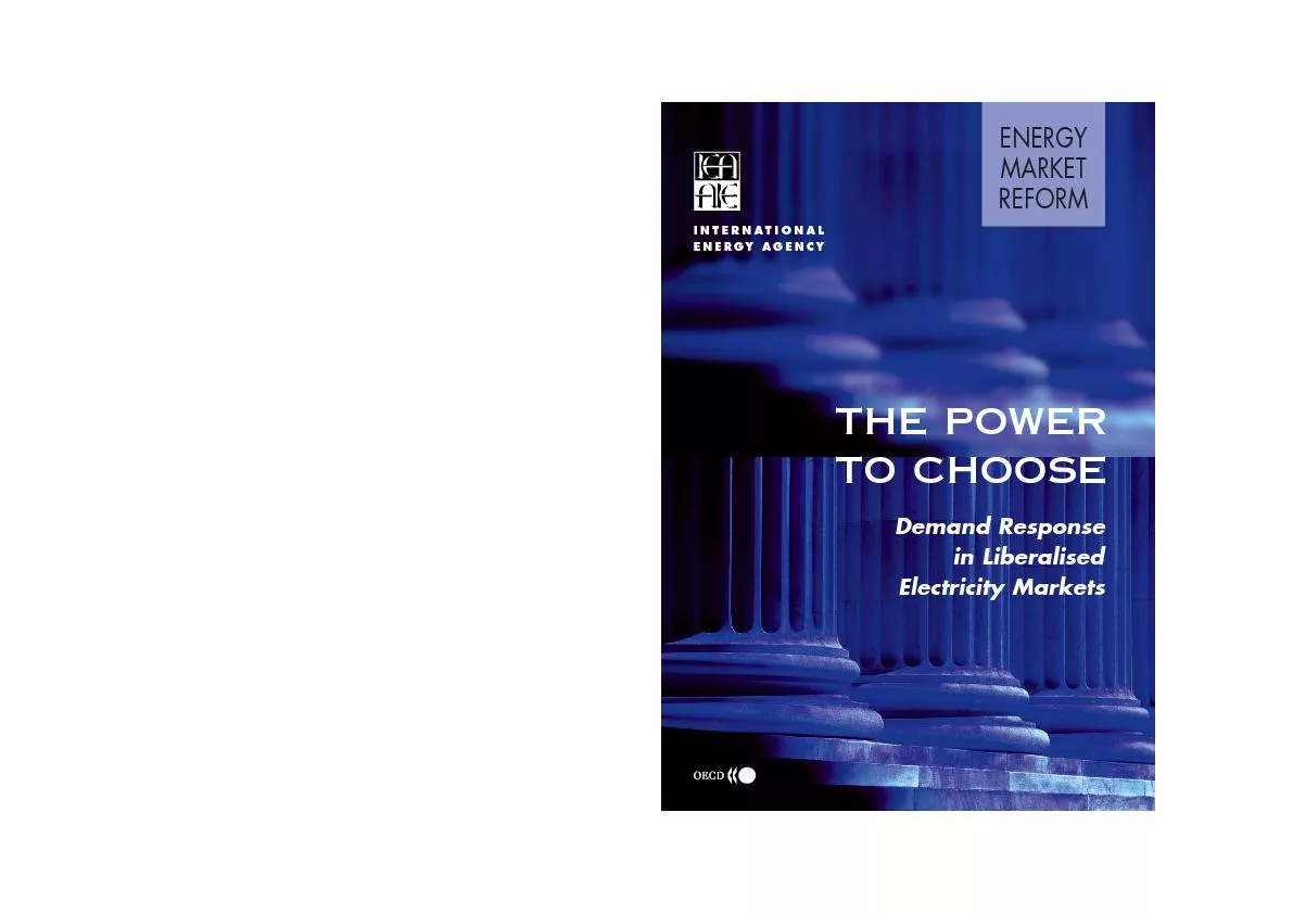 THE POWER TOCHOOSEDemand Response in Liberalised Electricity Markets(6