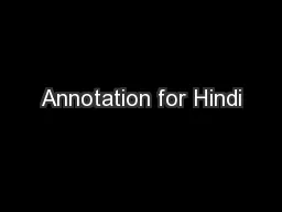 Annotation for Hindi