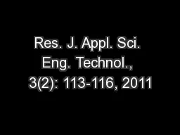 Res. J. Appl. Sci. Eng. Technol., 3(2): 113-116, 2011