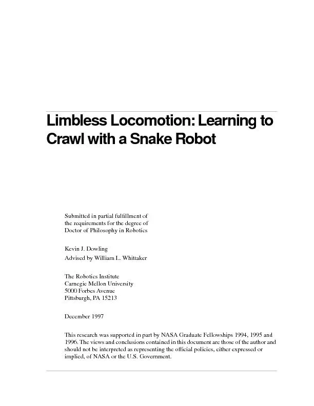 Limbless Locomotion: Learning to Crawl with a Snake Robotthe requireme