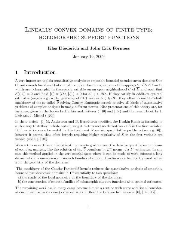 Lineallyconvexdomainsoffinitetype:holomorphicsupportfunctionsKlasDiede