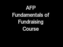 AFP Fundamentals of Fundraising Course 