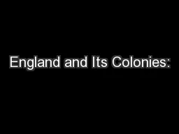 England and Its Colonies: