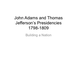 John Adams and Thomas Jefferson’s Presidencies