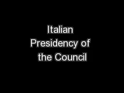 Italian Presidency of the Council