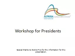 Workshop for Presidents