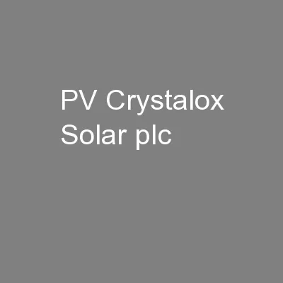 PV Crystalox Solar plc