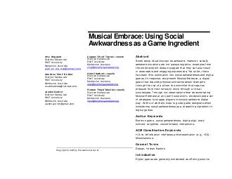 Musical Embrace Using Social Awkwardness as a Game Ingredient Abstract Cagdas Chad Toprak