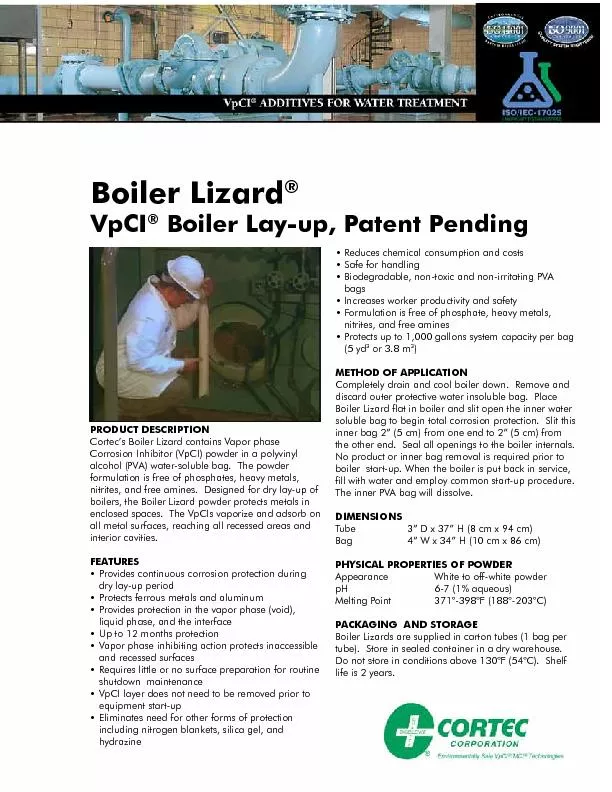 Cortec’s Boiler Lizard contains Vapor phase alcohol (PVA) water