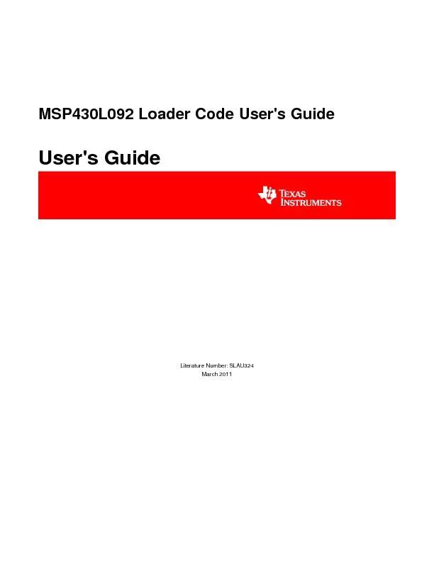MSP430L092LoaderCodeUser'sGuide
