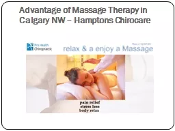 Advantage of Massage Therapy in Calgary NW – Hamptons Chirocare