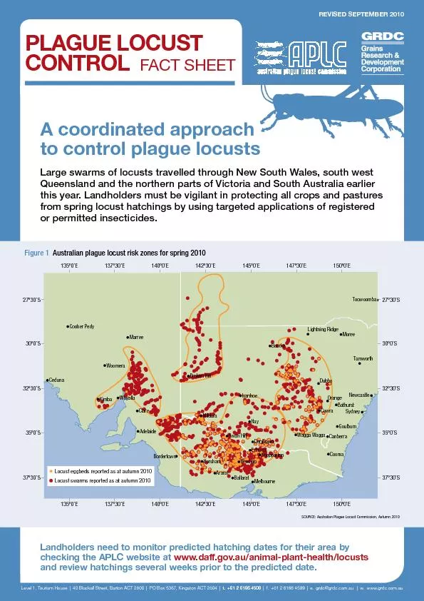 A coordinated approachto control plague locustsLarge swarms of locusts