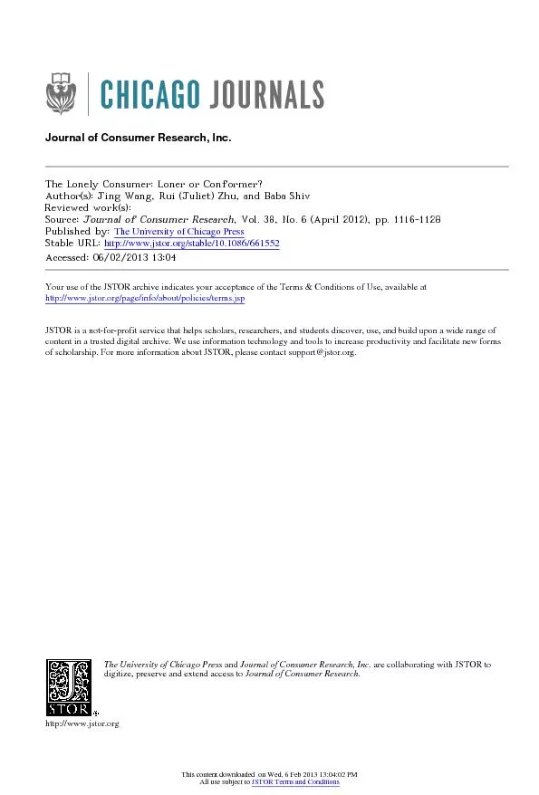 Journal of Consumer Research, Inc.