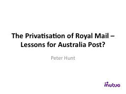 The Privatisation of Royal Mail – Lessons for Australia P