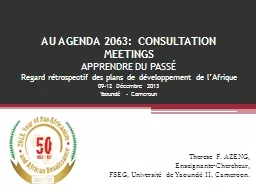 AU AGENDA 2063: CONSULTATION MEETINGS