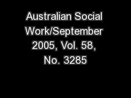 Australian Social Work/September 2005, Vol. 58, No. 3285