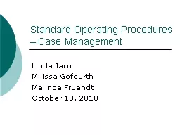 Standard Operating Procedures – Case Management