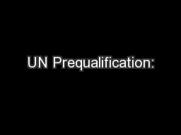 UN Prequalification: