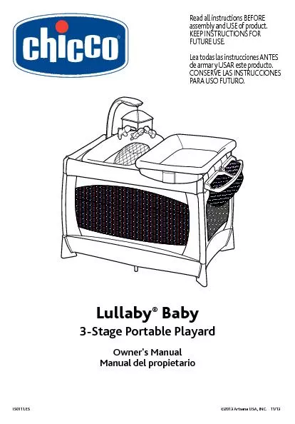 Lullaby Baby3-Stage Portable PlayardOwner's ManualManual del propietar