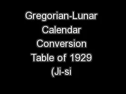 Gregorian-Lunar Calendar Conversion Table of 1929 (Ji-si 