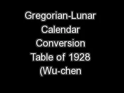 Gregorian-Lunar Calendar Conversion Table of 1928 (Wu-chen 