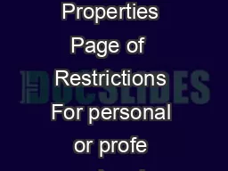 Finding Physical Properties Page of  Restrictions For personal or profe ssional 