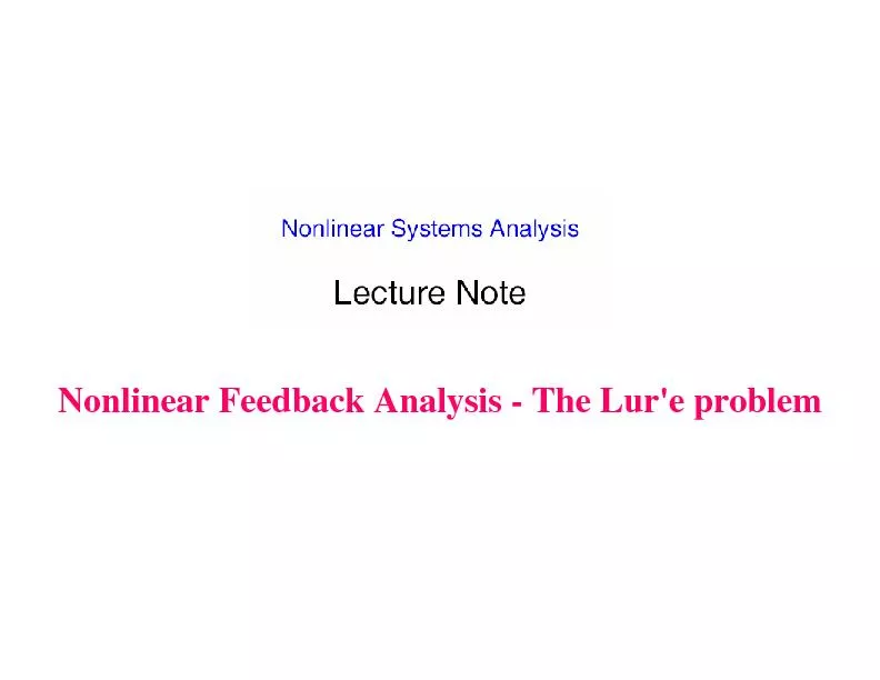 Nonlinear Feedback Analysis -The Lur'eproblem