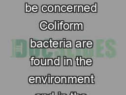 What are coliform bacteria and why should I be concerned Coliform bacteria are found in
