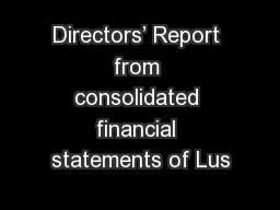 Directors’ Report from consolidated financial statements of Lus